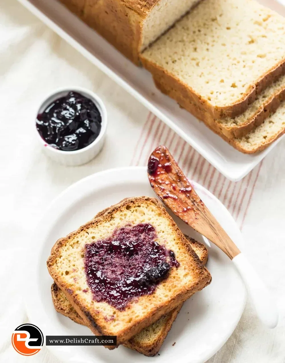 Freshly baked high protein quinoa bread sliced and ready to serve