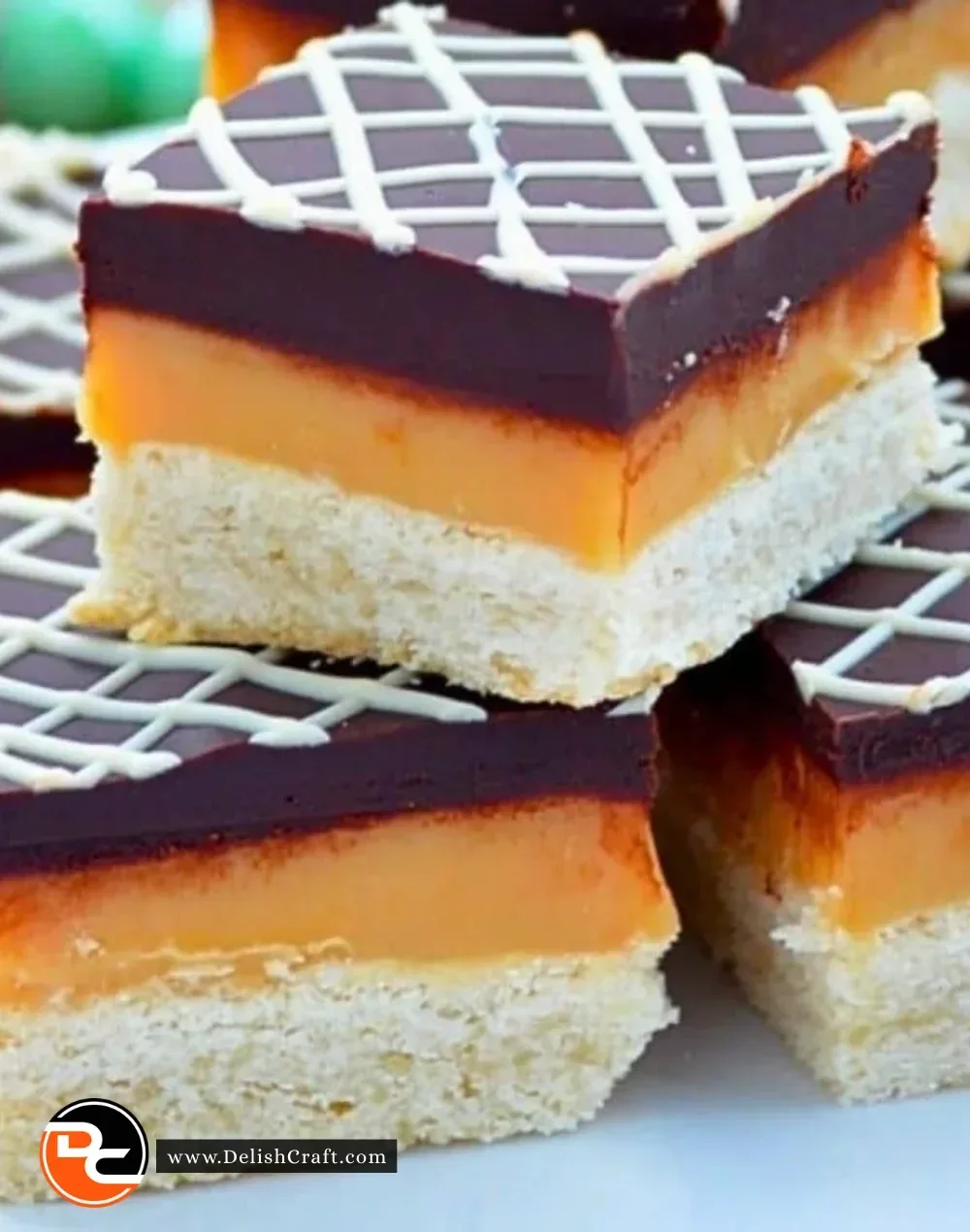 Delicious Millionaire's Shortbread with layers of caramel and chocolate topping