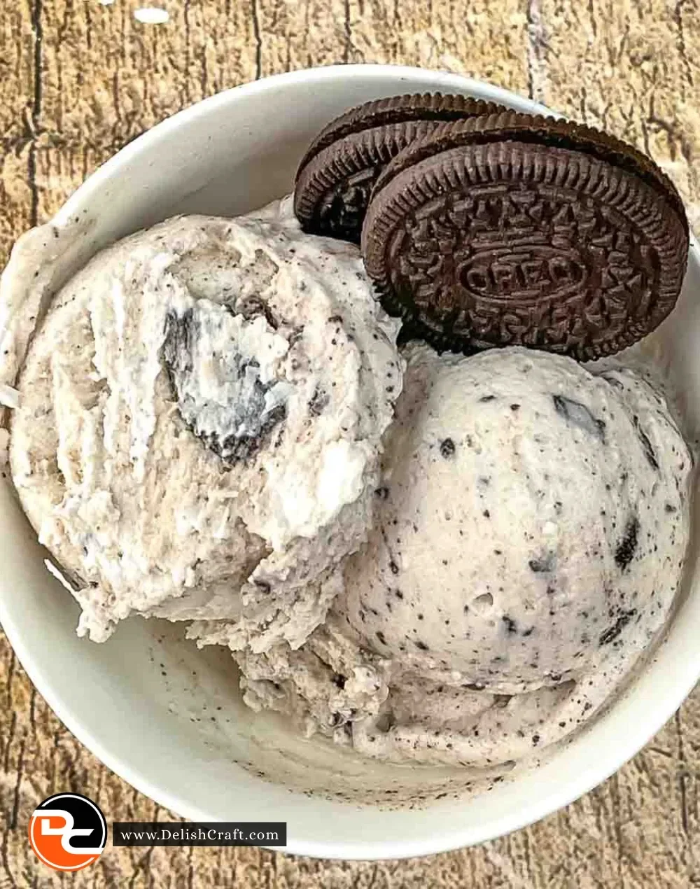 Delicious homemade Ninja Creami Cookies and Cream Ice Cream in a bowl