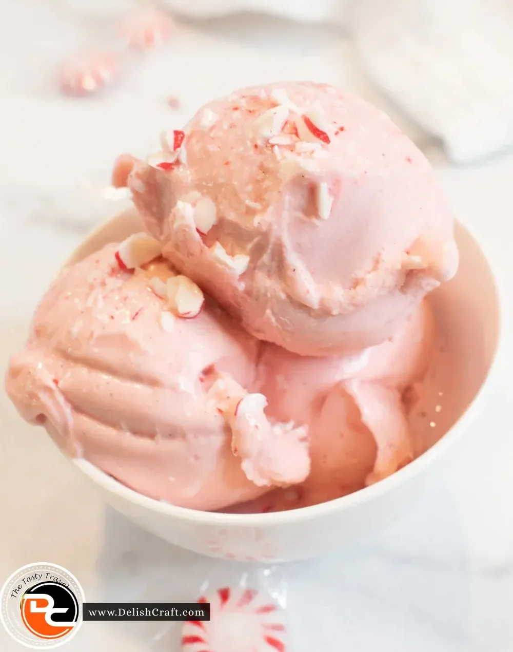 Ninja Creami Peppermint Protein Ice Cream in a bowl with mint leaves