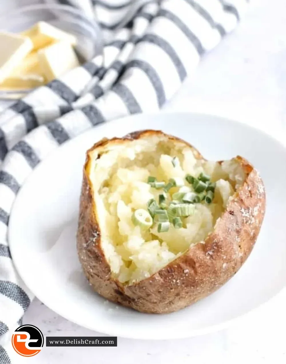 Ninja Foodi baked potato with crispy skin and fluffy interior