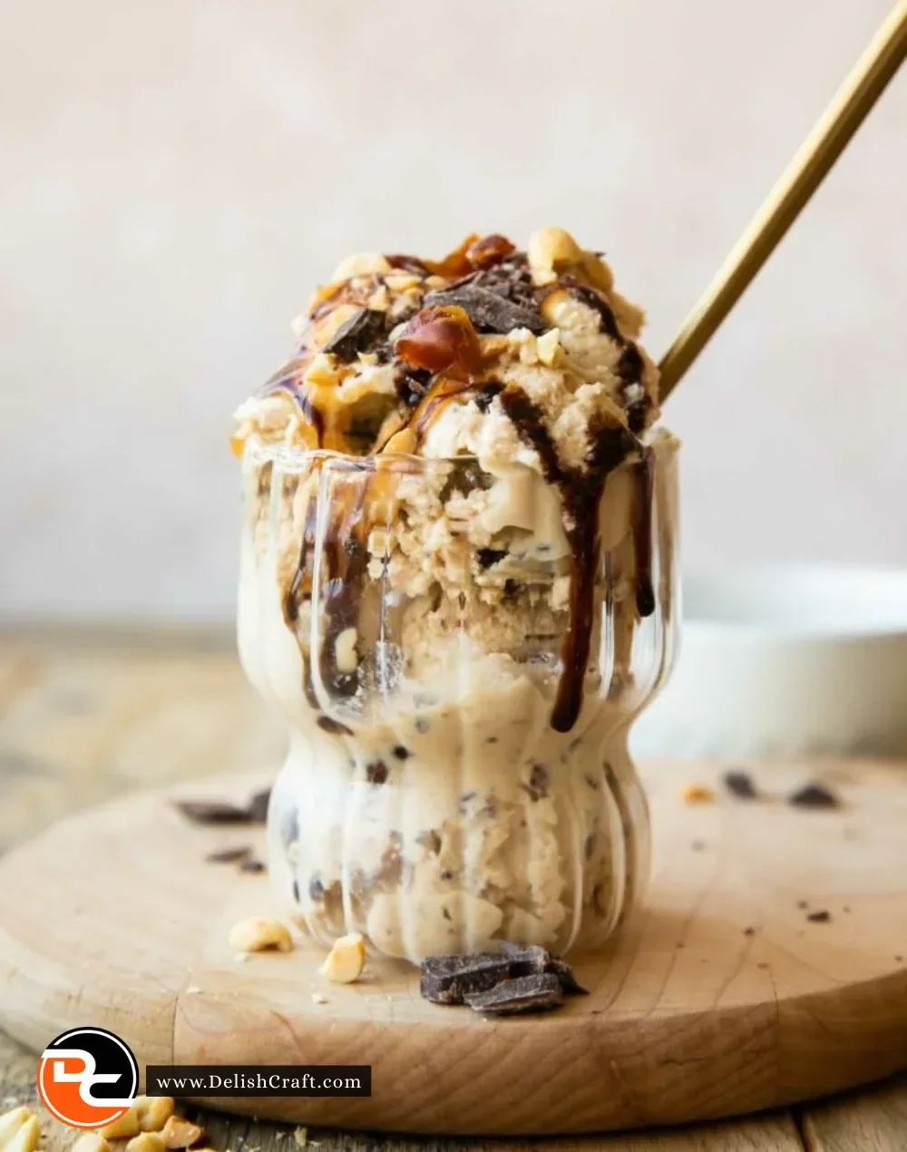 Delicious bowl of protein ice cream topped with berries and nuts