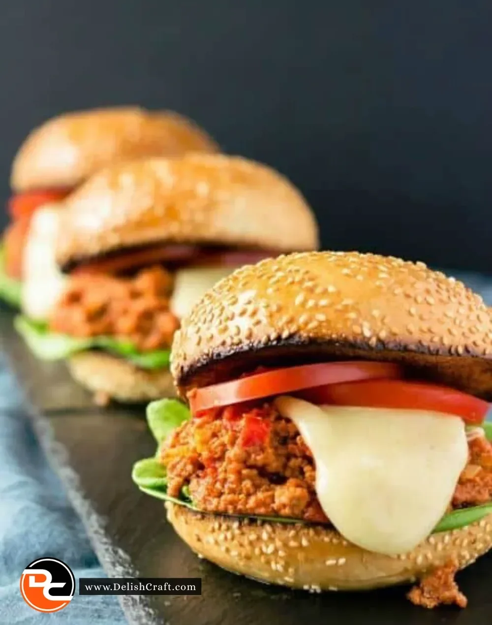 Delicious Sloppy Joes Burgers on a plate with toppings.