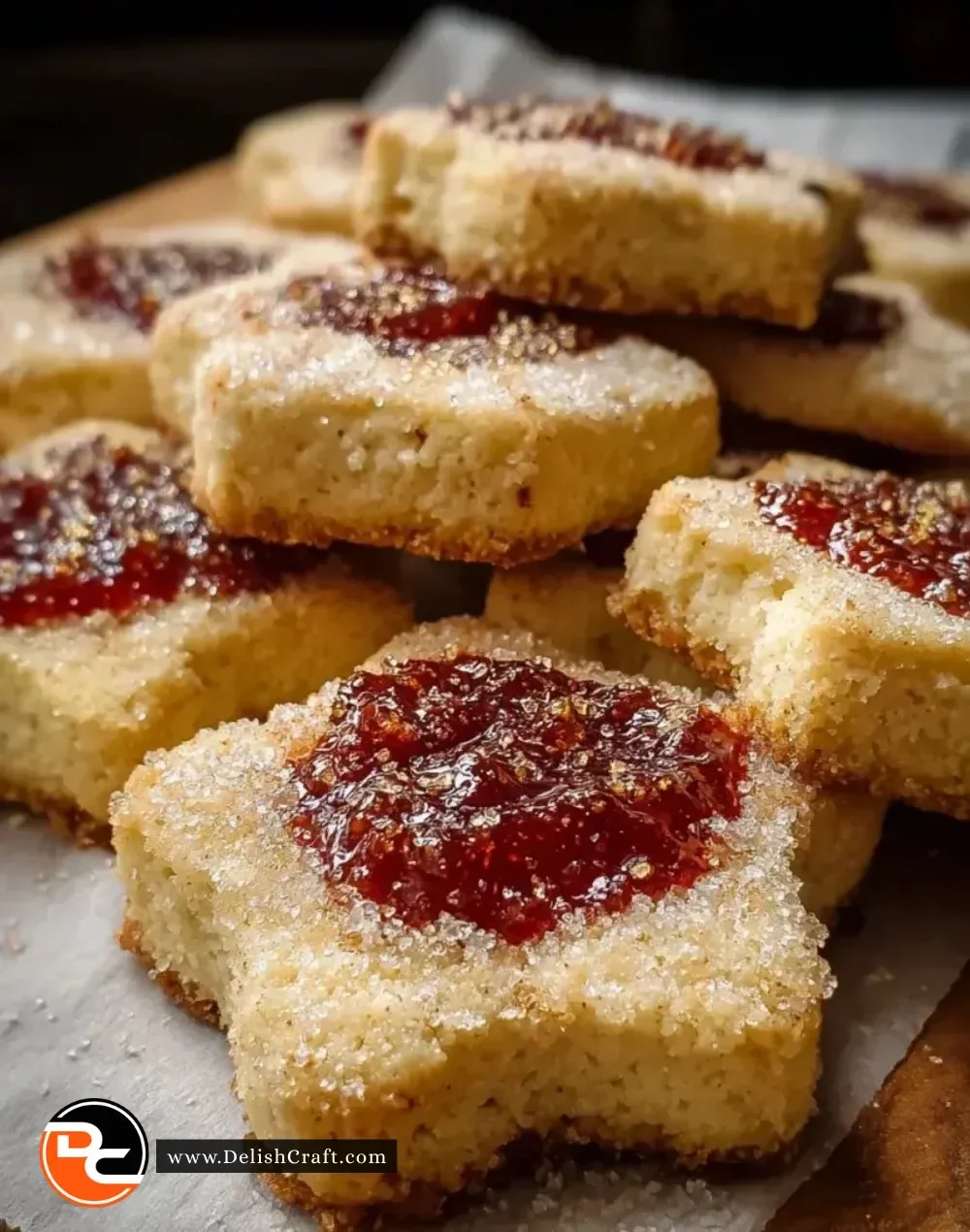 Sugar Plum Shortbread Cookies displayed on a festive plate