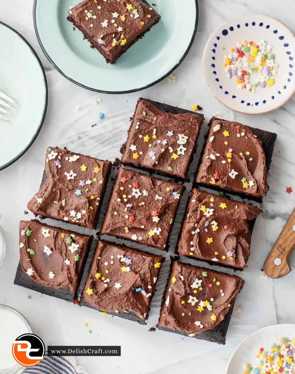 Delicious and moist vegan chocolate cake topped with rich frosting