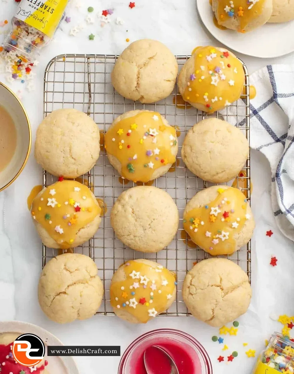 Delicious homemade Vegan Sugar Cookies on a baking sheet.
