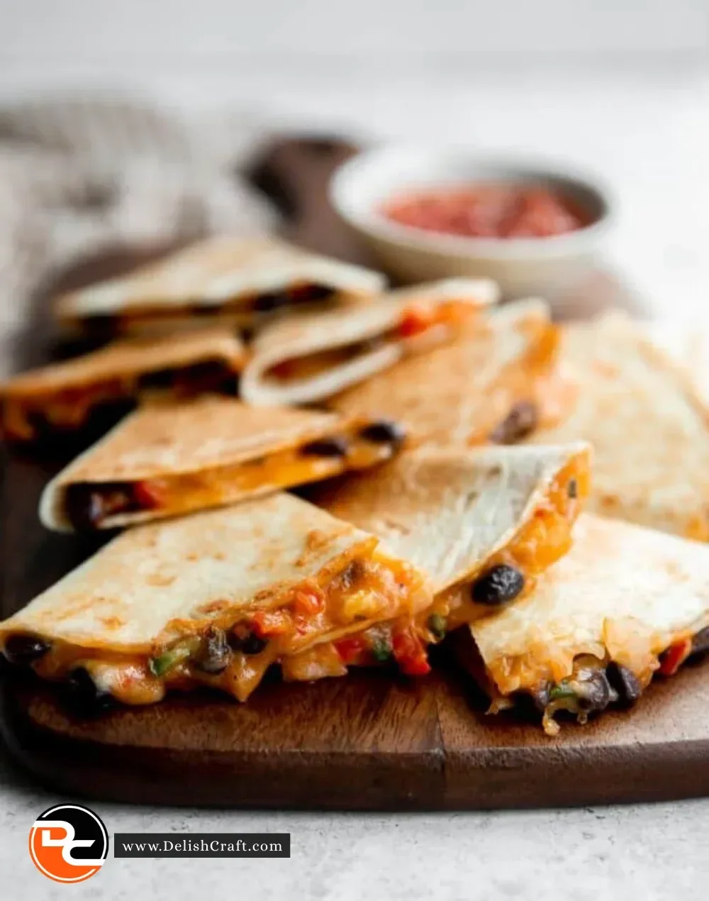 Delicious homemade vegetarian quesadillas with vegetables and cheese