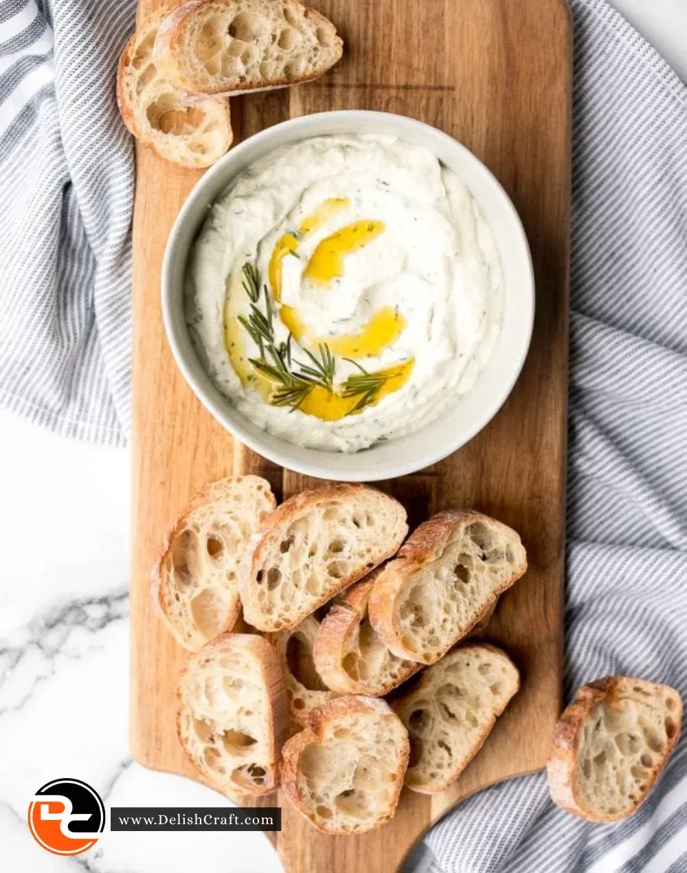 Delicious whipped ricotta dip served with fresh vegetables and crackers