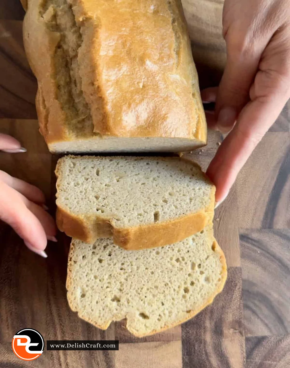 Freshly baked almond flour bread loaf with a crusty exterior and soft interior.