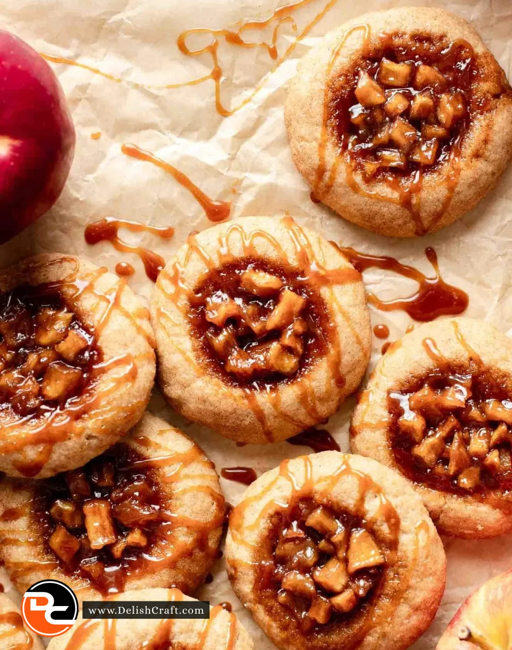 Batch of freshly baked Apple Pie Cookies on a cooling rack