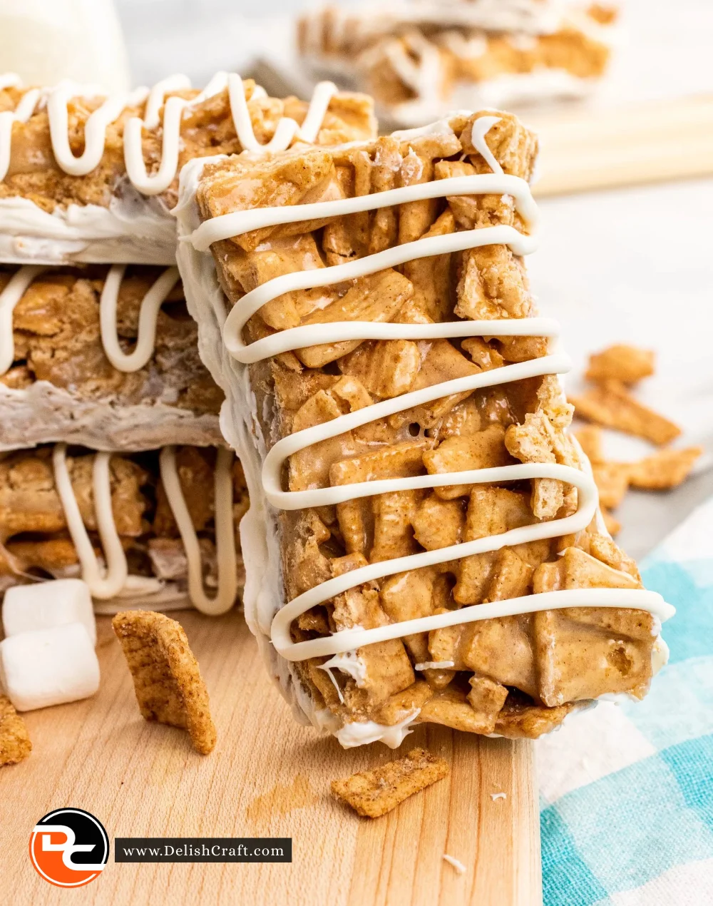 Cinnamon Toast Crunch Treats made with cereal and marshmallows in a delicious dessert.