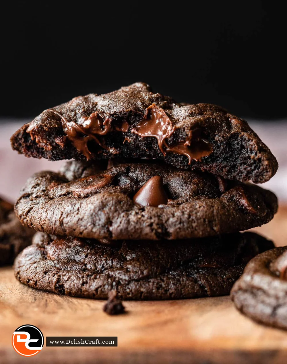 Delicious double chocolate chip cookies on a platter