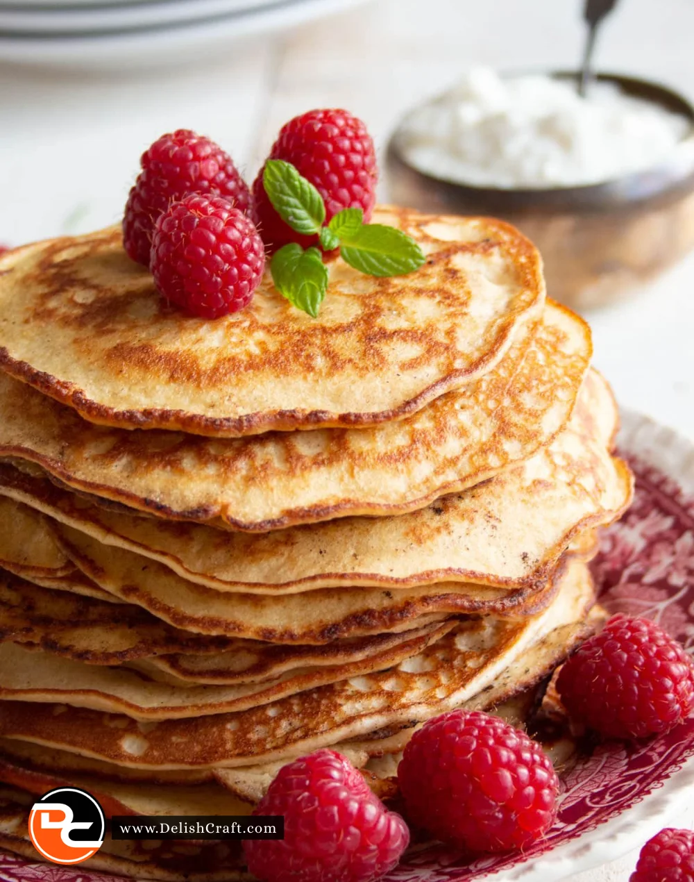 Keto cream cheese pancakes served with fresh berries