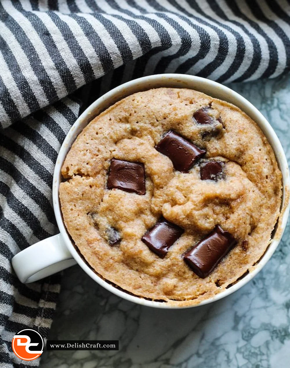 Delicious chocolate microwave mug cake served in a mug