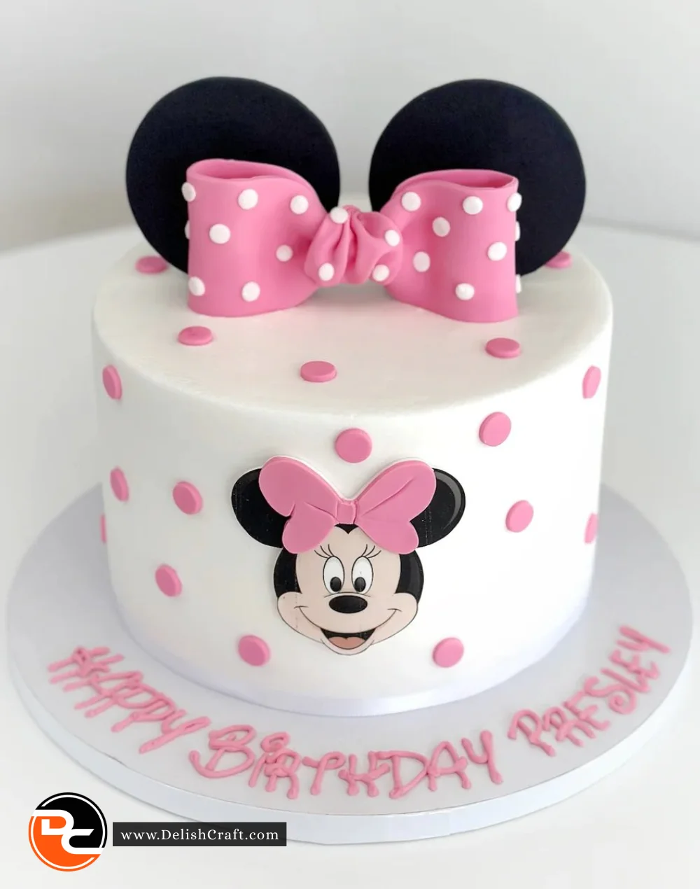 Delicious Minnie Mouse Cake decorated with iconic ears and polka dots