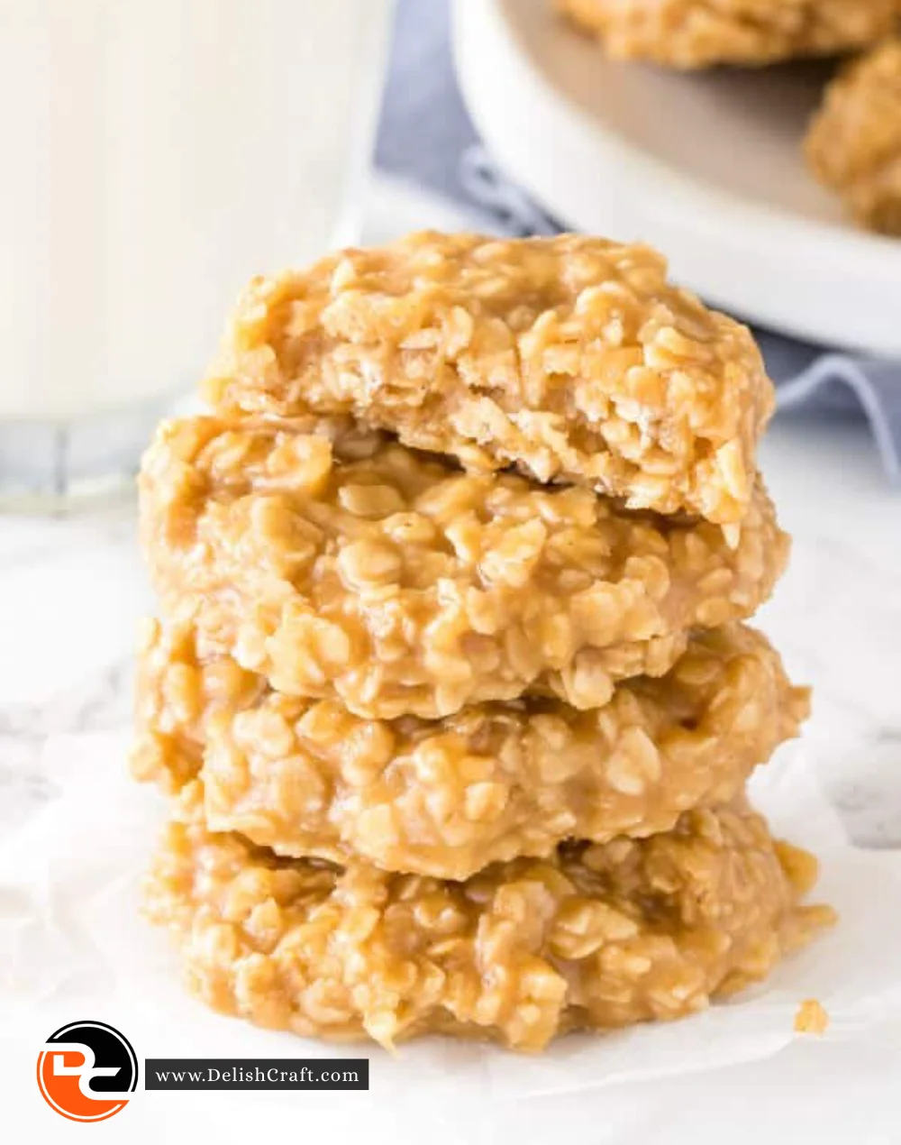 Delicious Peanut Butter No Bake Cookies displayed on a plate.
