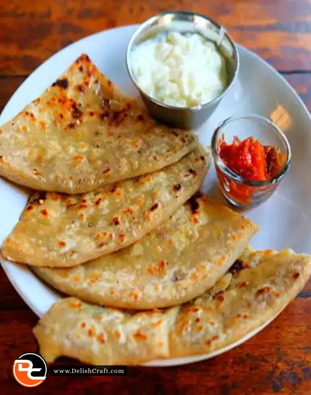 Homemade Potato Flatbread served on a rustic wooden table