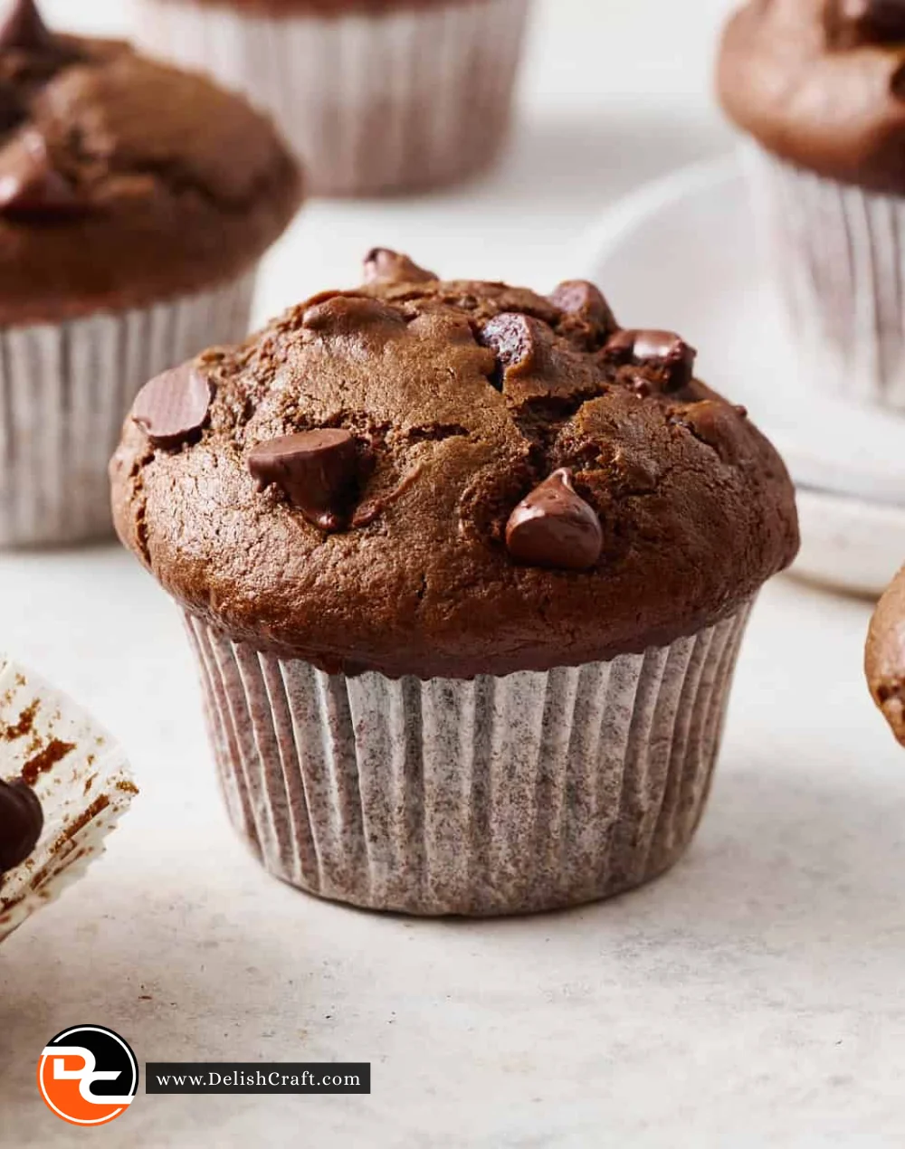 Sourdough discard chocolate muffins fresh out of the oven