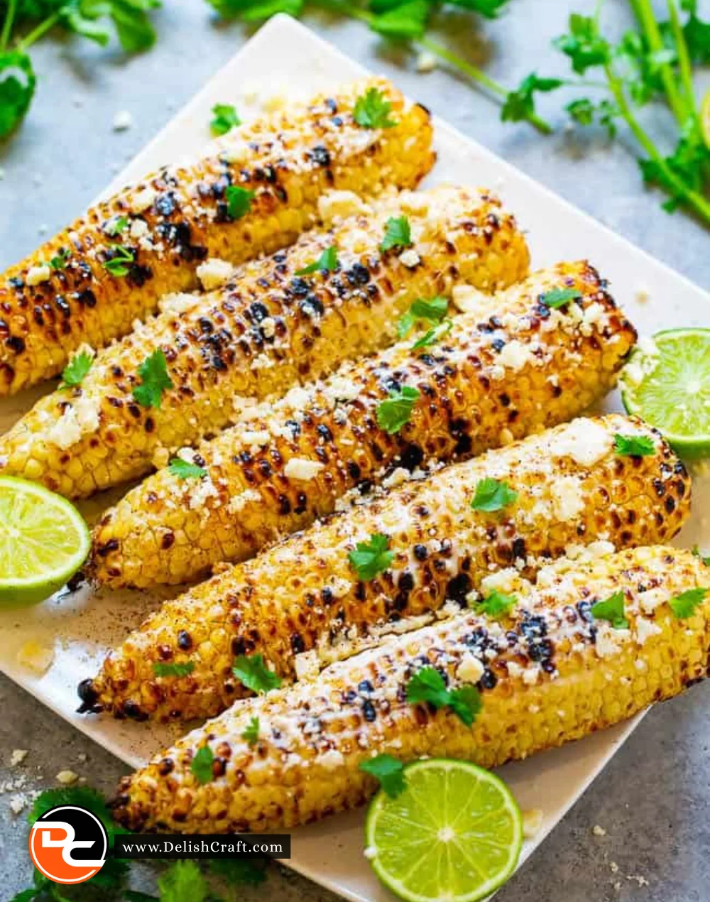Delicious street corn topped with cheese and spices, a popular Mexican street food.