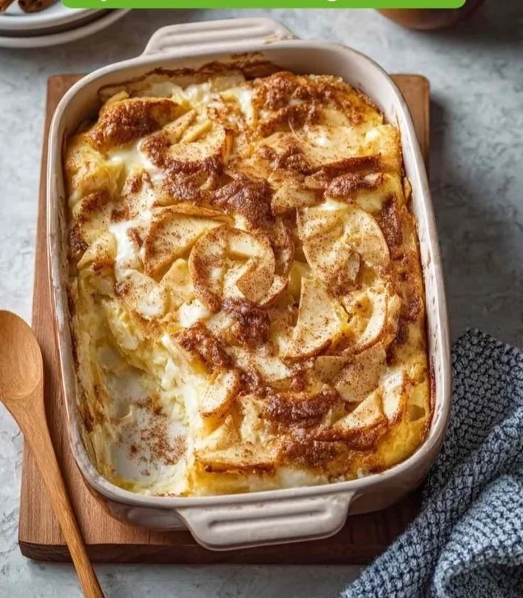Apple Cinnamon Cottage Cheese Bake with fresh apples and cinnamon
