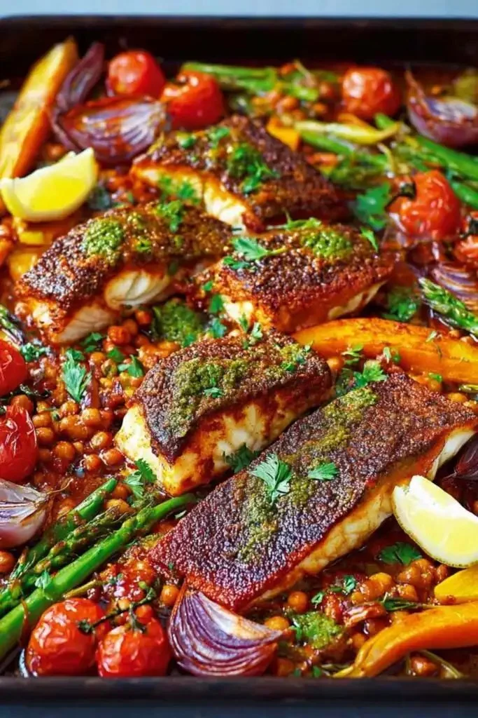 Honey Harissa Barramundi Tray Bake