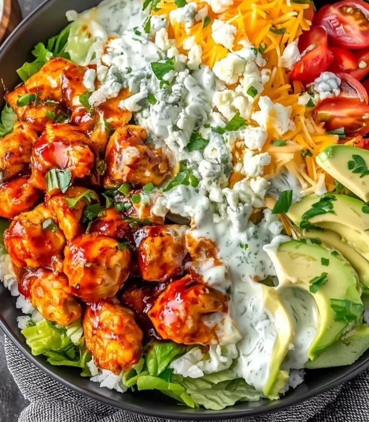 Delicious Buffalo Chicken Bowl with fresh ingredients and spicy sauce