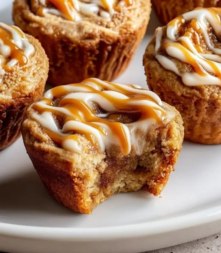 Healthy Cinnamon Roll Protein Muffins with a delicious cinnamon swirl