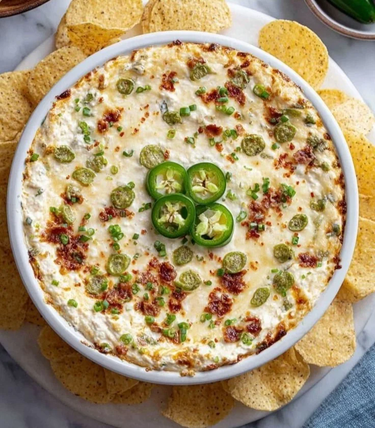 Creamy Cottage Cheese Jalapeno Dip in a serving bowl with fresh ingredients