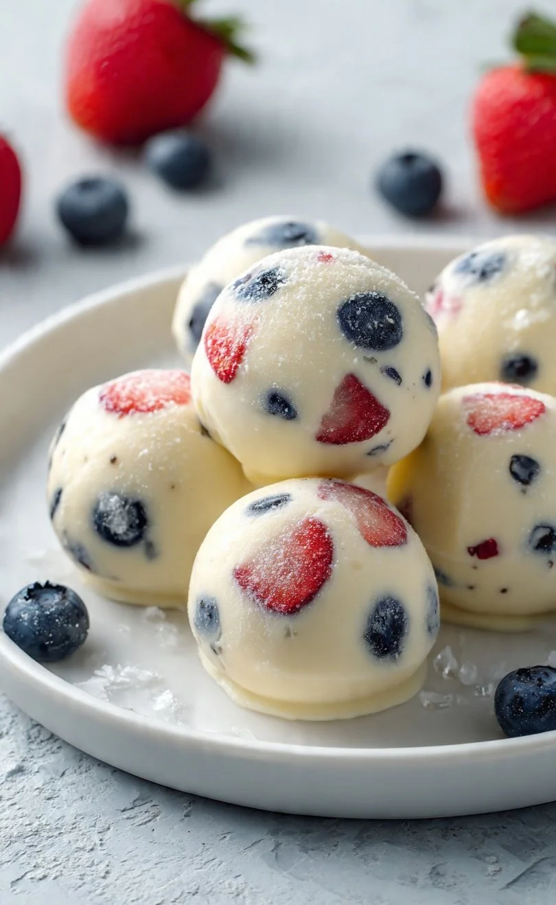 Frozen Yogurt Protein Bites with Berries