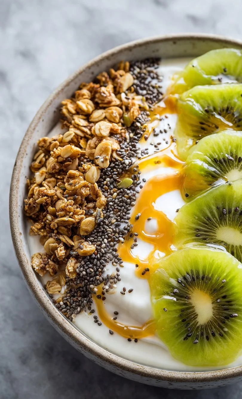 Greek yogurt power bowl recipe with fresh fruits and nuts