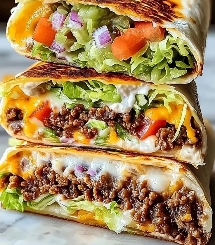 Delicious homemade Keto Crunchwraps served on a plate with fresh ingredients