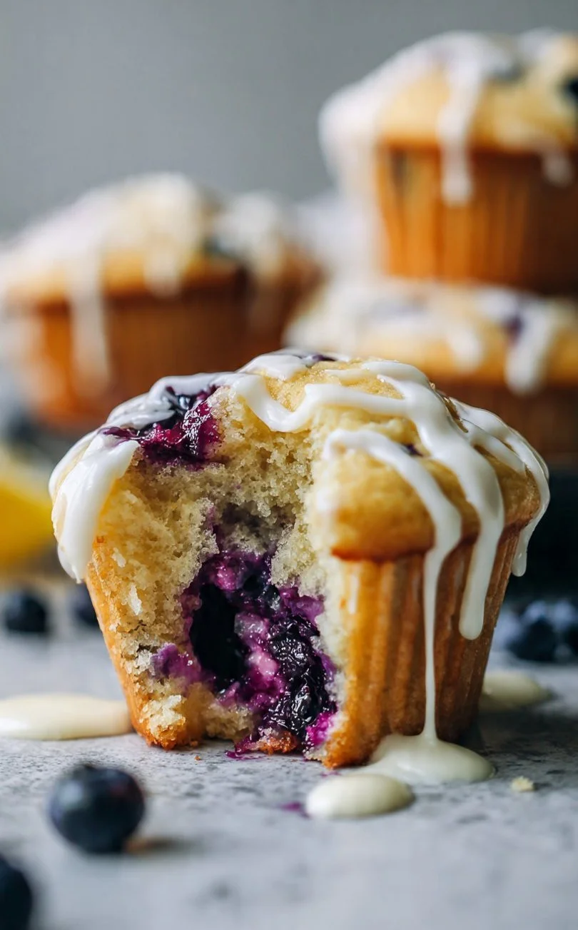 Lemon Blueberry High-Protein Muffins baked and served fresh.