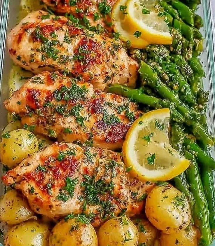 Lemon Garlic Chicken Meal Prep Bowl with fresh vegetables and rice