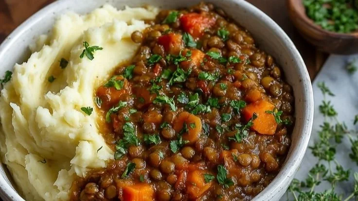 Lentil Stew with Creamy Mashed Potatoes