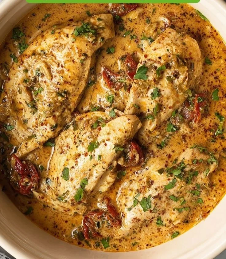 Creamy Marry Me Chicken recipe with herbs and spices, perfect for romantic dinners.