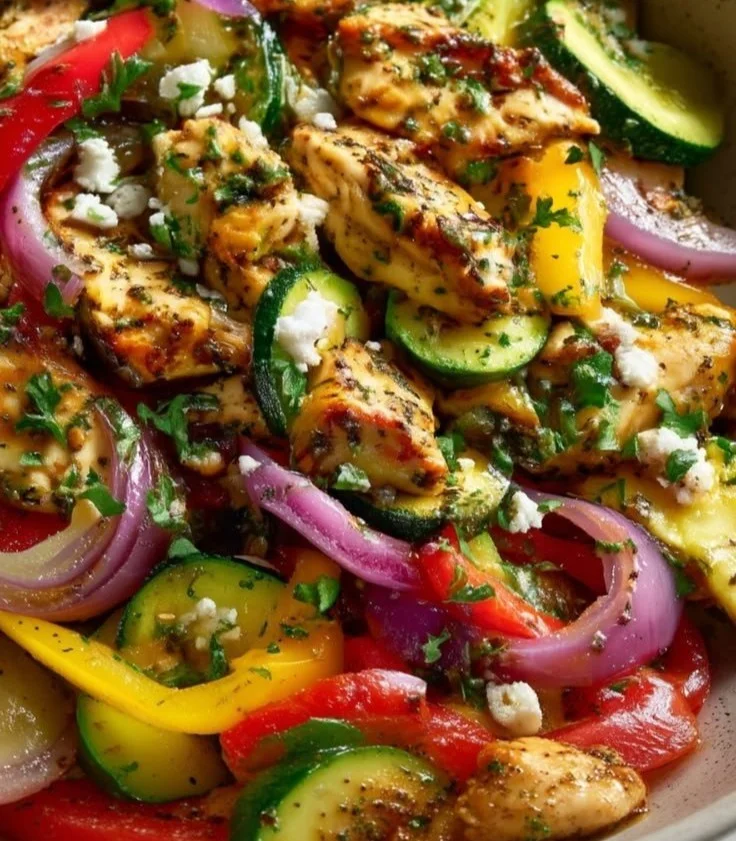 Mediterranean Chicken Stir-Fry with vibrant vegetables and spices