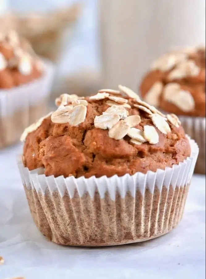 Healthy oatmeal protein muffins fresh out of the oven