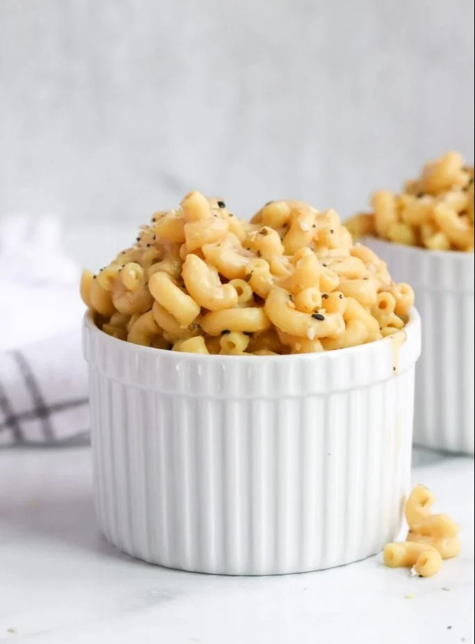 Protein Mac and Cheese with Cottage Cheese in a serving bowl