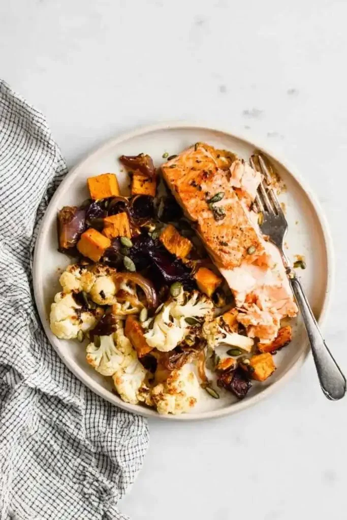 Squash and Salmon Tray with Miso Chili