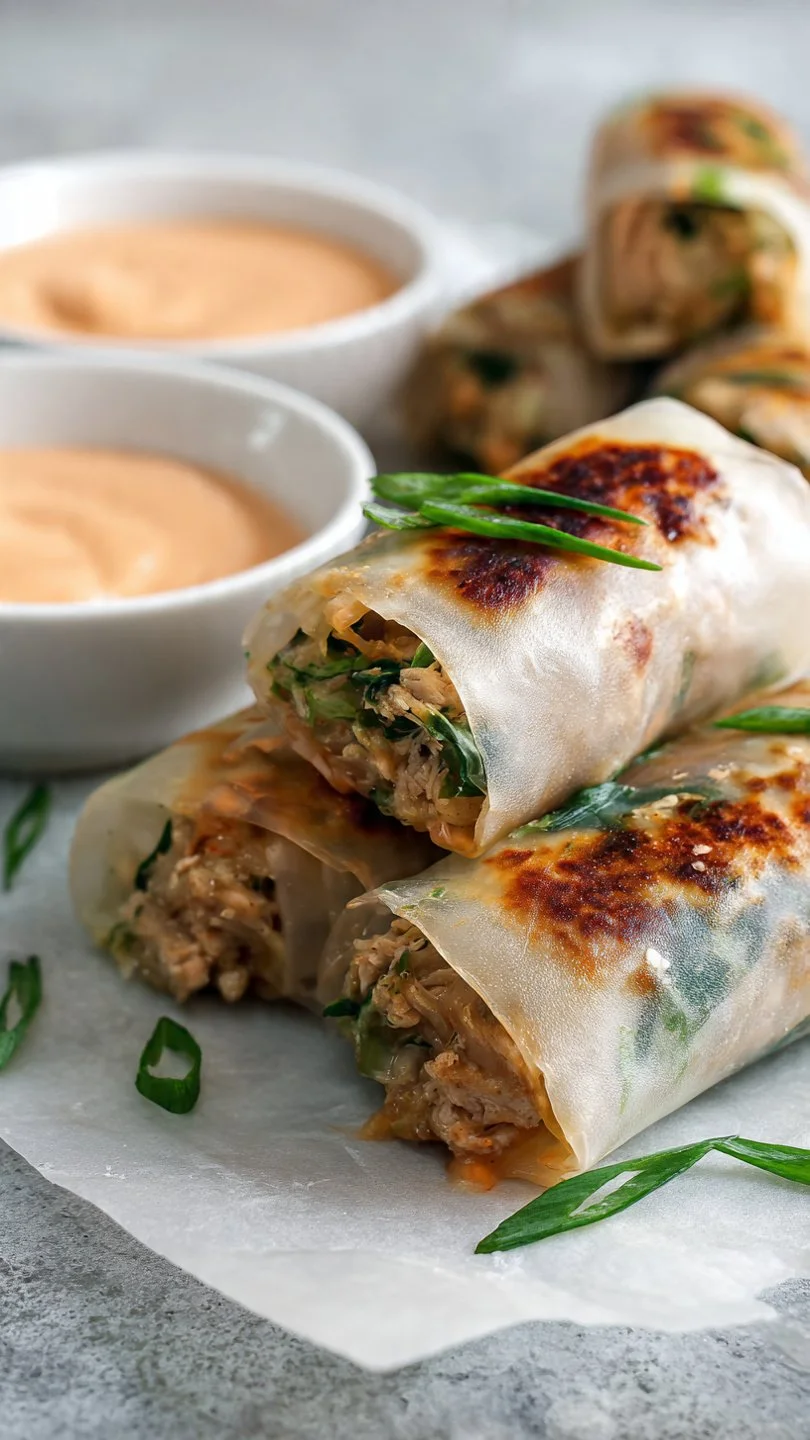 Spicy Tuna Melt Rice Paper Wraps