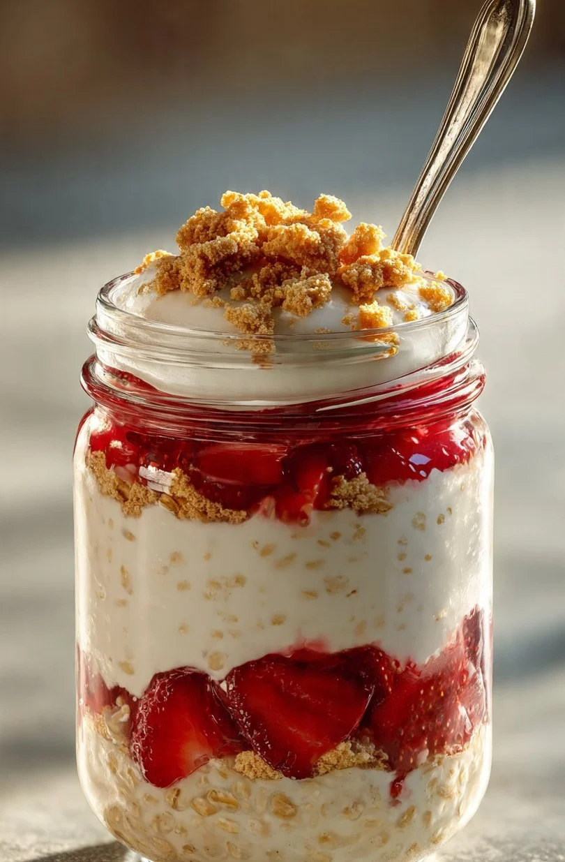 Strawberry Cheesecake Overnight Oats Recipe