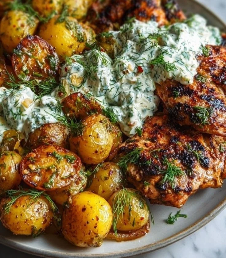 Yogurt Marinated Chicken Thighs ready to be grilled and enjoyed.