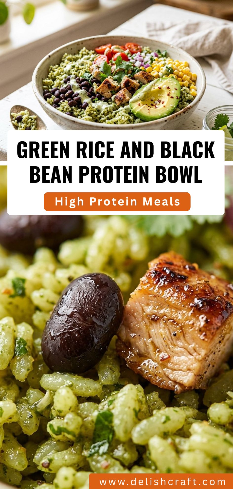 Green Rice Black Bean Protein Bowl