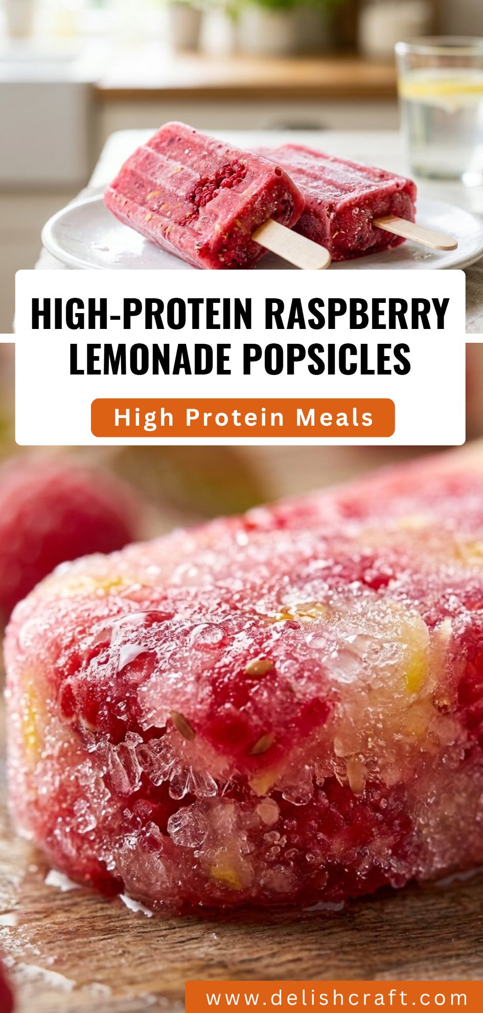 High Protein Raspberry Lemonade Popsicles