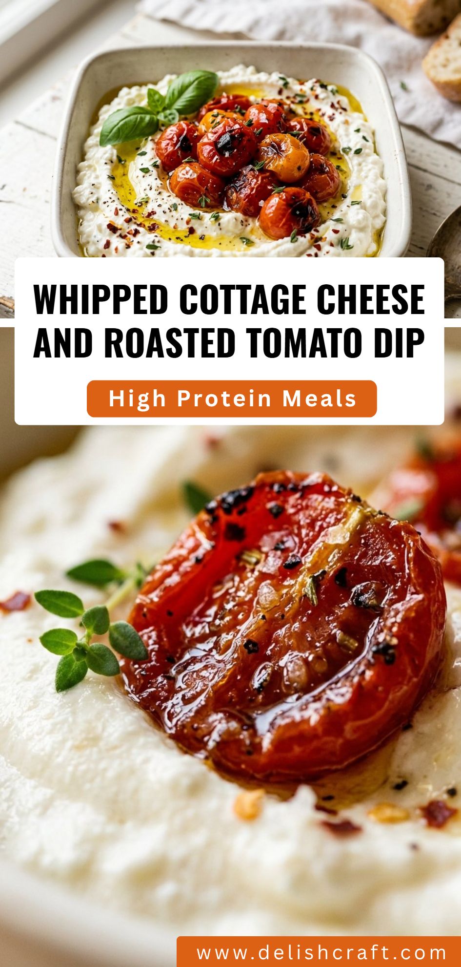 Whipped Cottage Cheese Roasted Tomato Dip
