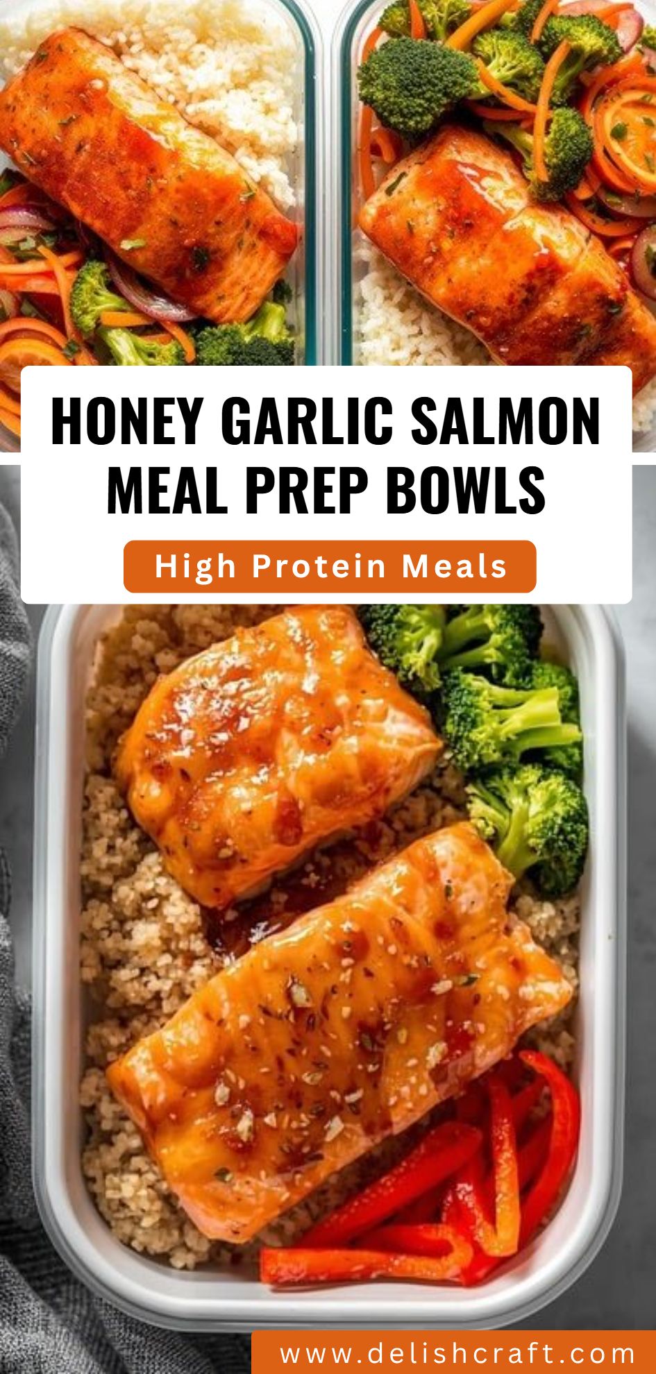Honey Garlic Salmon Meal Prep Bowls