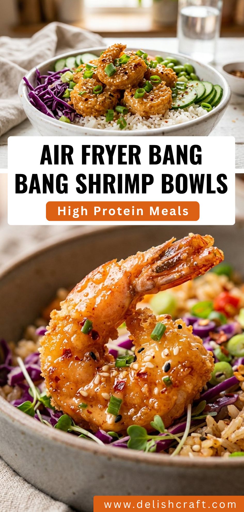 Air Fryer Bang Bang Shrimp Bowls