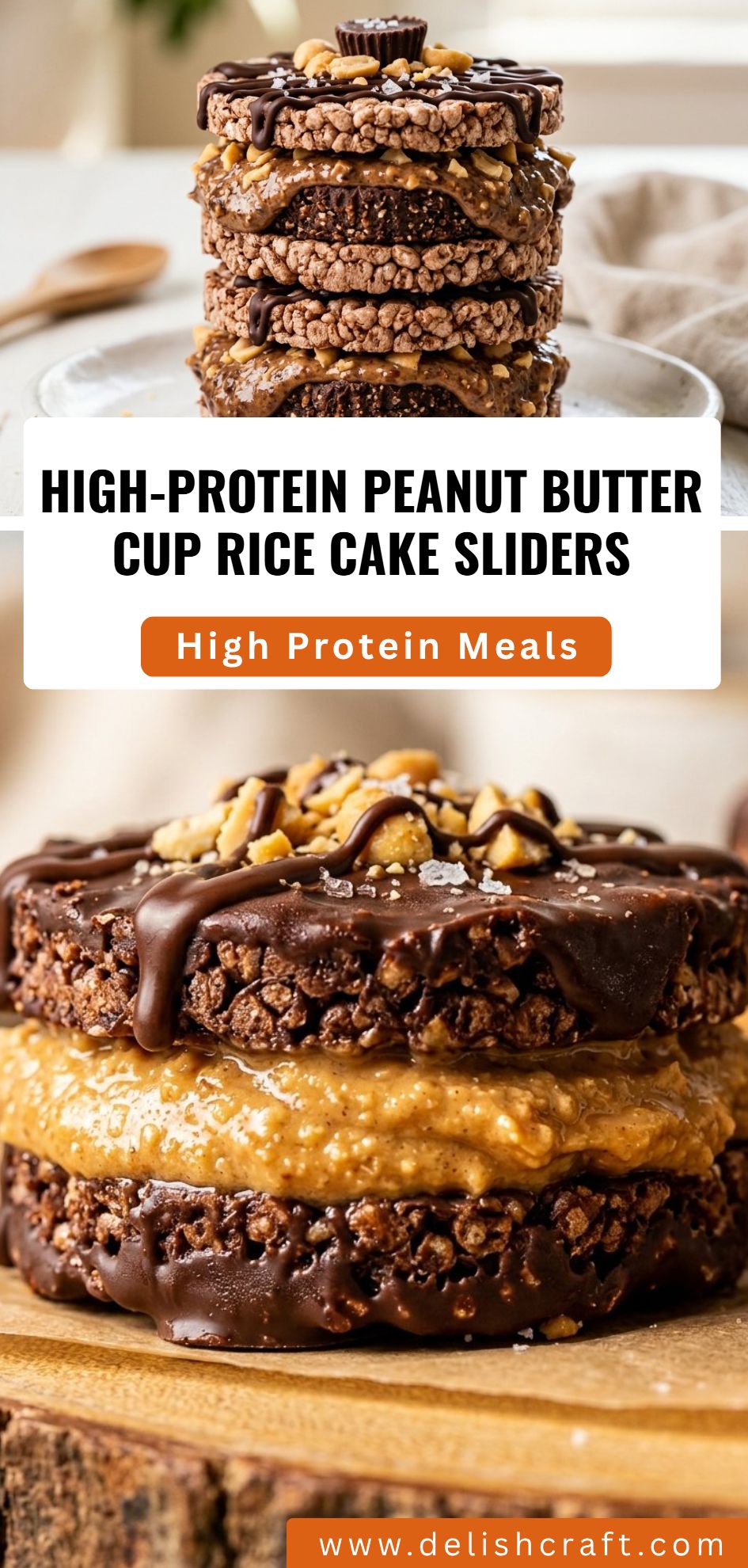 High Protein Peanut Butter Cup Rice Cake Sliders
