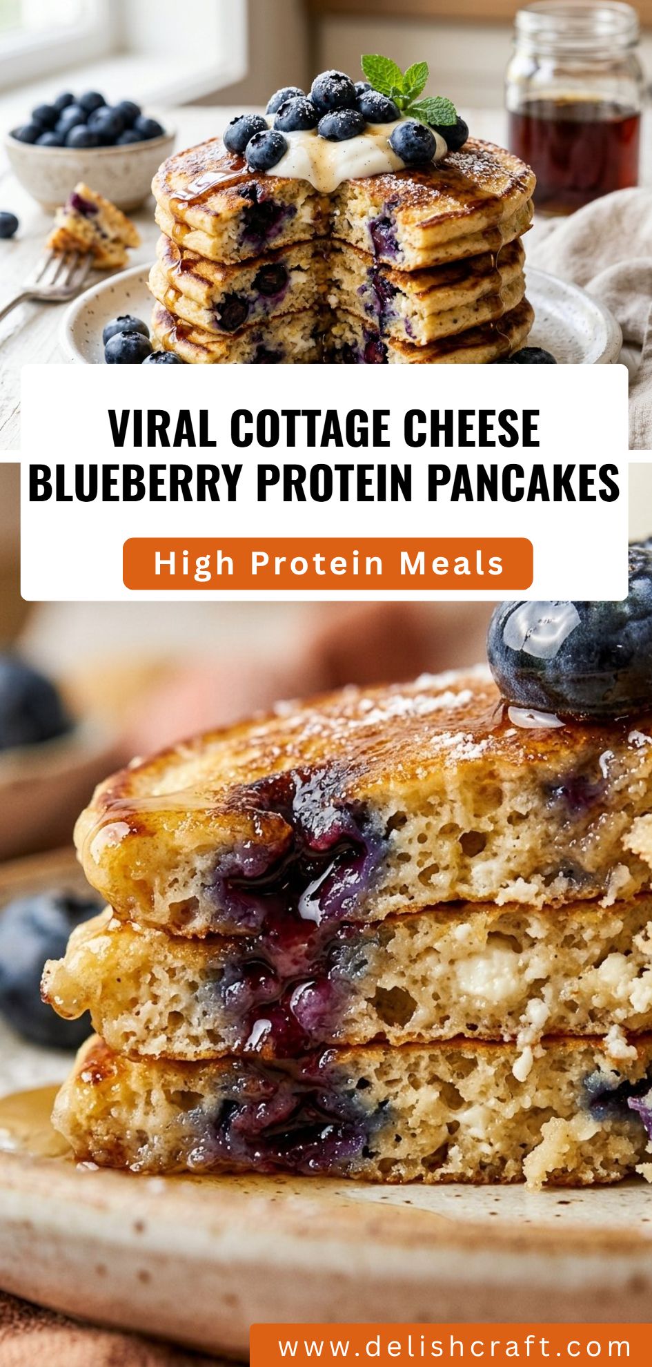 Viral Cottage Cheese Blueberry Protein Pancakes