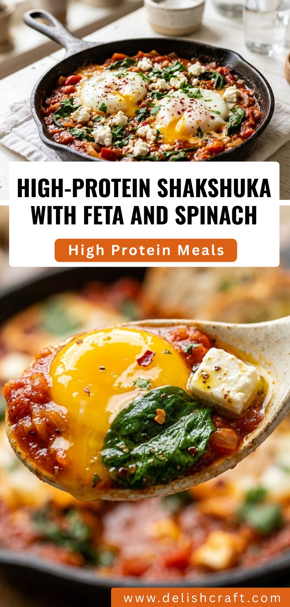 High Protein Shakshuka Feta Spinach